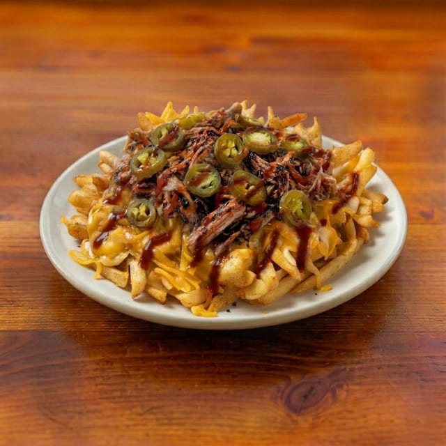 Pulled Chicken Loaded Fries.
